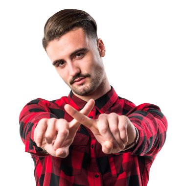 Hiçbir hareketi yapan yakışıklı erkek