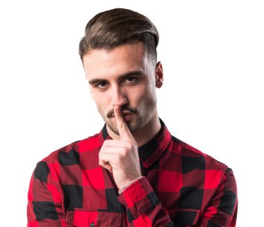 yakışıklı adam yapma sessizlik jest