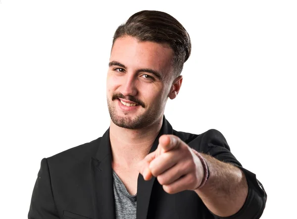 Hombre guapo señalando hacia el frente —  Fotos de Stock