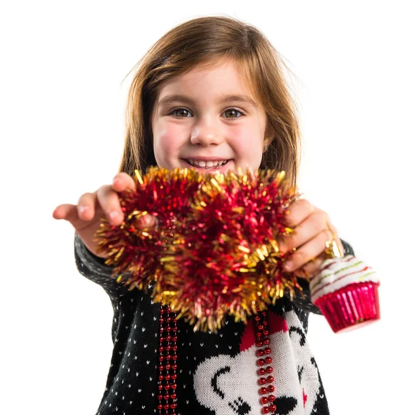 Criança com elementos de Natal — Fotografia de Stock