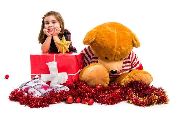Kid med juleelementer - Stock-foto