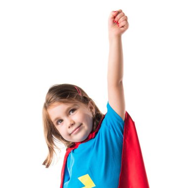 Sinek jest yapma süper kahraman gibi giyinmiş kız