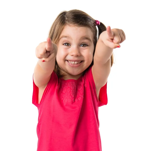 Kid pointing to the front — Stock Photo, Image