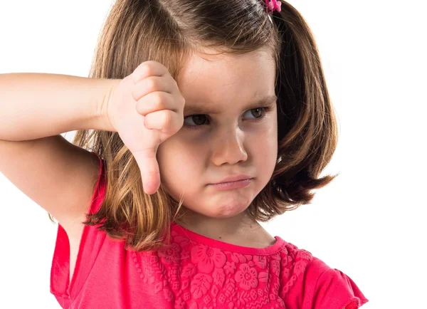 Kid doing bad signal — Stock Photo, Image