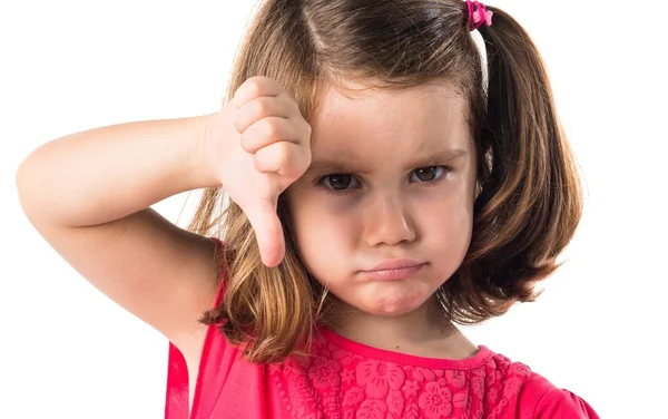 Kid doing bad signal — Stock Photo, Image