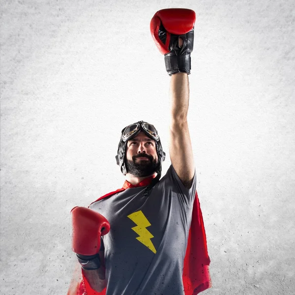 Superhero with boxing gloves — Stock Photo, Image