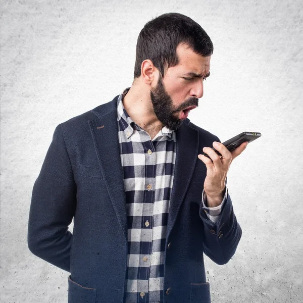 Man talking to mobile — Stock Photo, Image