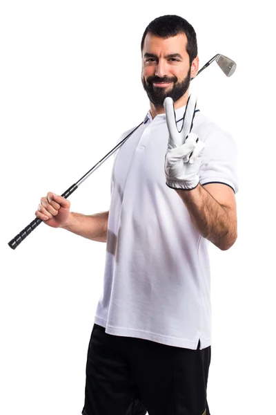 Golfista fazendo gesto de vitória — Fotografia de Stock