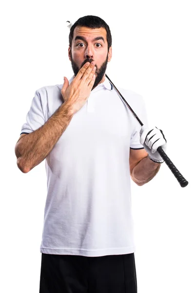 Golfer mit Überraschungsgeste — Stockfoto