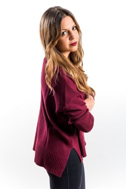 Genç kız izole arka plan üzerinde