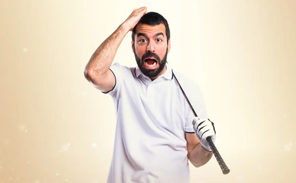 Golfista fazendo gesto surpresa — Fotografia de Stock