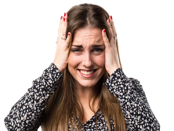 Vrouw op geïsoleerde achtergrond — Stockfoto