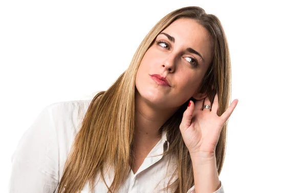 Woman over isolated background — Stock Photo, Image