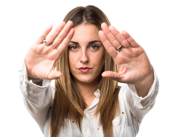 Woman over isolated background — Stock Photo, Image