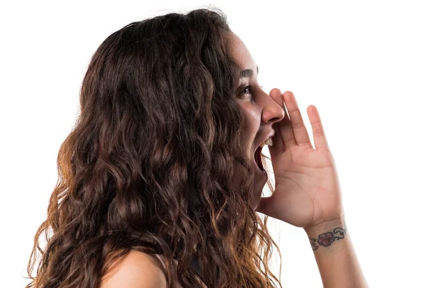 Chica joven sobre fondo aislado — Foto de Stock