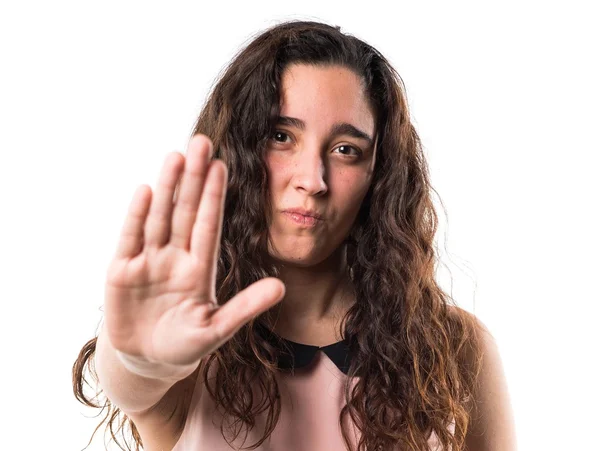 Chica adolescente haciendo señal de stop —  Fotos de Stock