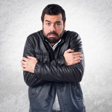 Erkek deri ceket dondurma ile