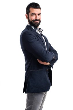 yakışıklı adam kollarını ile geçti