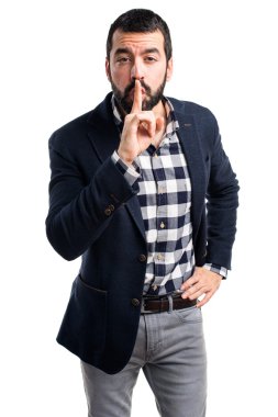 yakışıklı adam yapma sessizlik jest