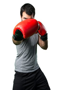 Boks eldivenleri ile sportman