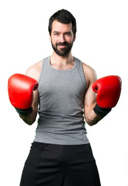 Boks eldivenleri ile sportman