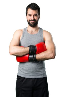 Boks eldivenleri ile sportman