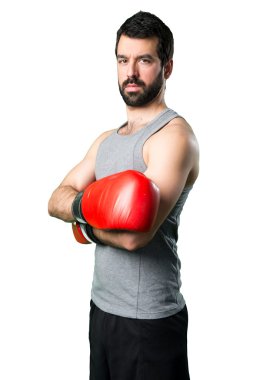 Boks eldivenleri ile sportman