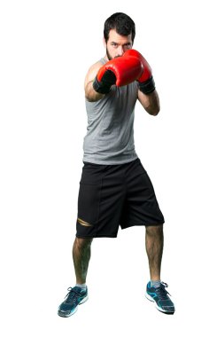 Boks eldivenleri ile sportman