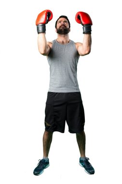 Boks eldivenleri ile sportman