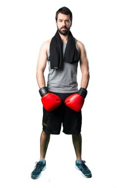 Boks eldivenleri ile sportman