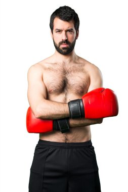 Boks eldivenleri ile sportman