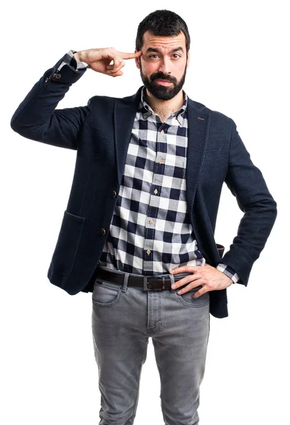 Pohledný muž crazy gesto — Stock fotografie
