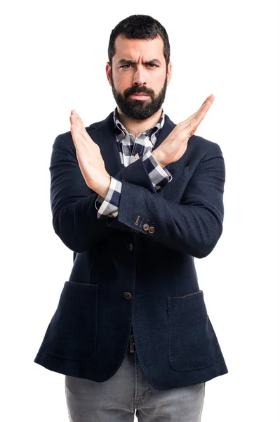 Handsome man doing NO gesture — Stock Photo, Image