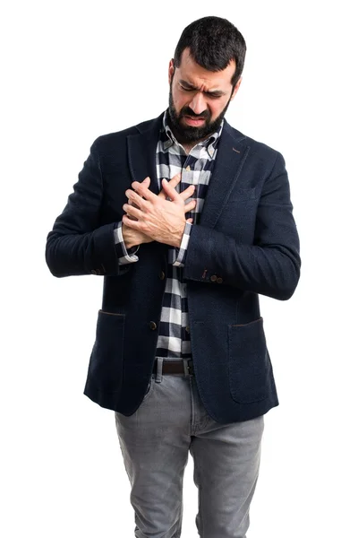 Mann mit Herzschmerzen — Stockfoto