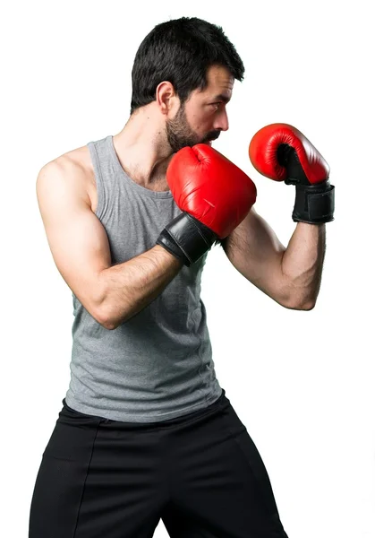 Deportista con guantes de boxeo — Foto de Stock