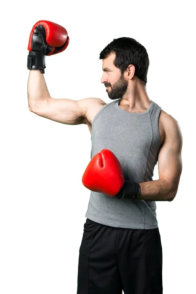 Deportista con guantes de boxeo — Foto de Stock