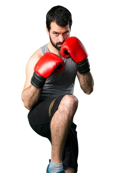 Sportivo con guanti da boxe — Foto Stock