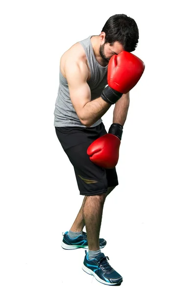 Sportivo con guanti da boxe — Foto Stock