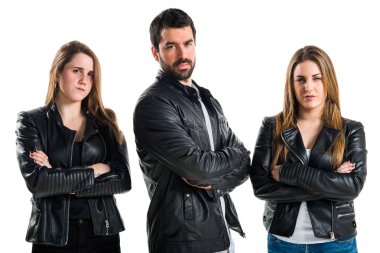 İzole beyaz zemin üzerinde üç arkadaş