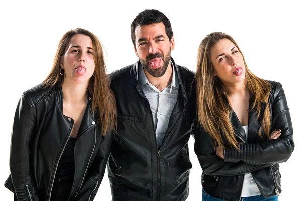 İzole beyaz zemin üzerinde üç arkadaş