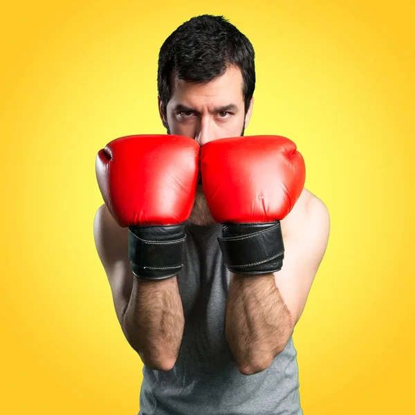 Sportman with boxing gloves — Stock Photo, Image