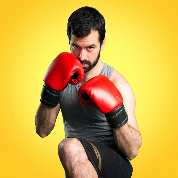 Deportista con guantes de boxeo —  Fotos de Stock