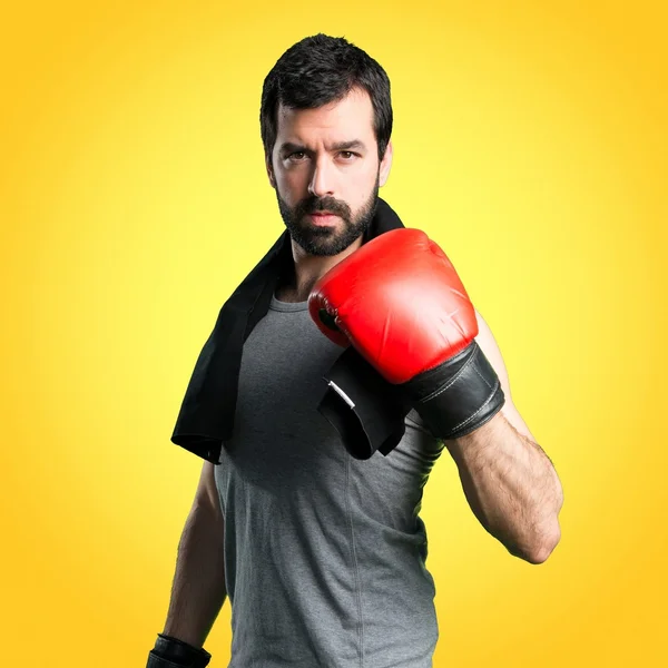 Sportman with boxing gloves — Stock Photo, Image