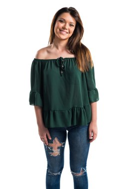 genç kız stüdyoda poz