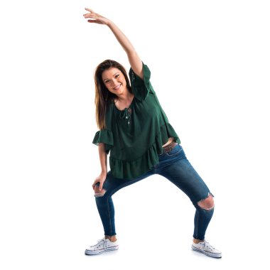 Genç kız izole beyaz arka plan üzerinde