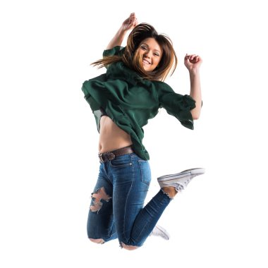 Genç kız izole beyaz arka plan üzerinde