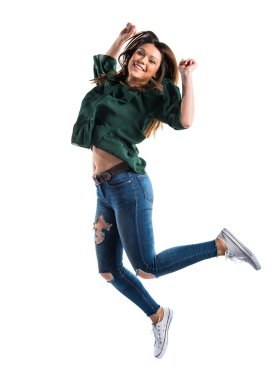 Genç kız izole beyaz arka plan üzerinde