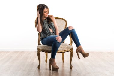 Pretty girl posing in studio