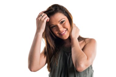 Pretty girl posing in studio