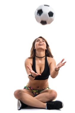 İzole beyaz kağıt üzerine genç kız